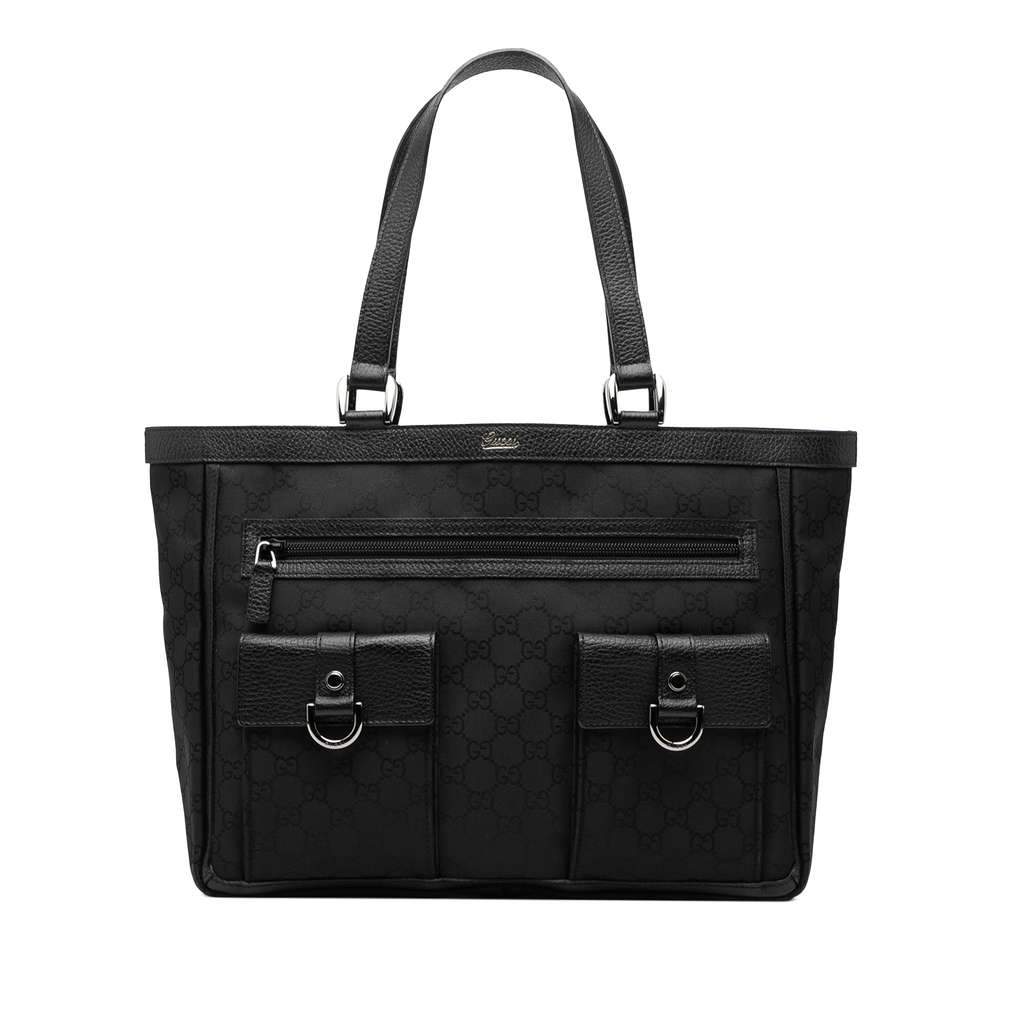 Gucci GG Nylon Abbey D Ring Pocket Tote Black Very good - Front View