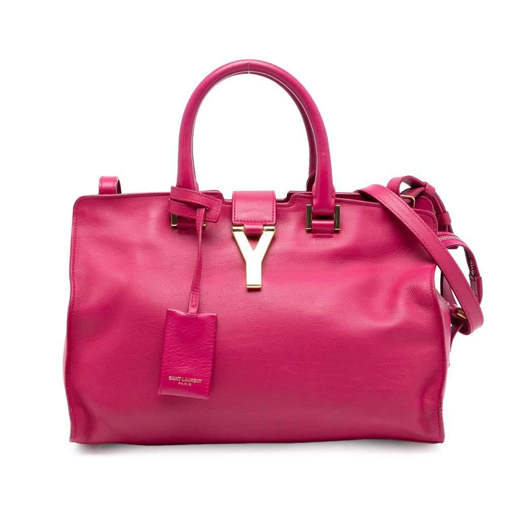 Saint Laurent Small Calfskin Cabas Chyc Satchel Pink Leather Very good - Front View