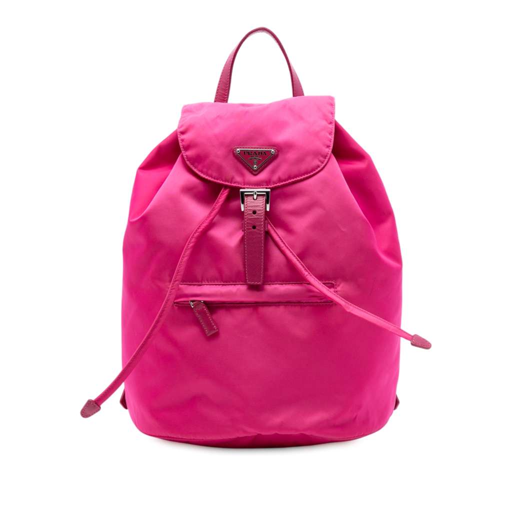 Prada Tessuto Drawstring Backpack Pink Good - Front View