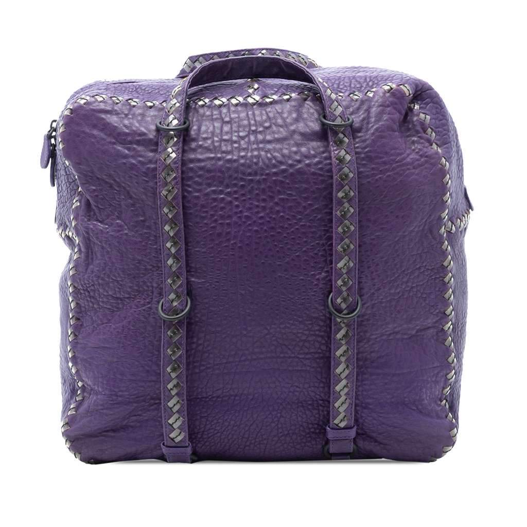 Bottega Veneta Intrecciato Trimmed Leather Handbag Purple Leather Very good - Front View