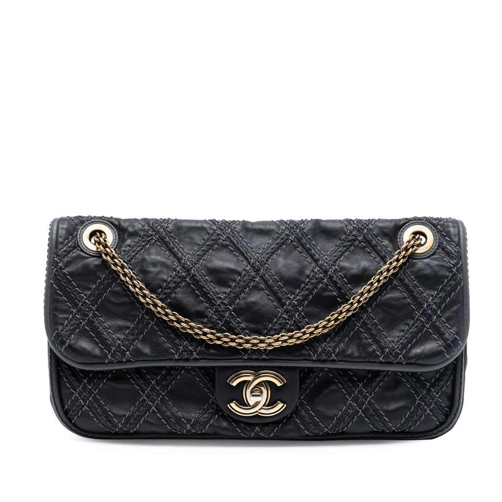 Chanel Paris Bombay Medium CC Calfskin Triptych Flap Grey Leather Very good condition - Front View