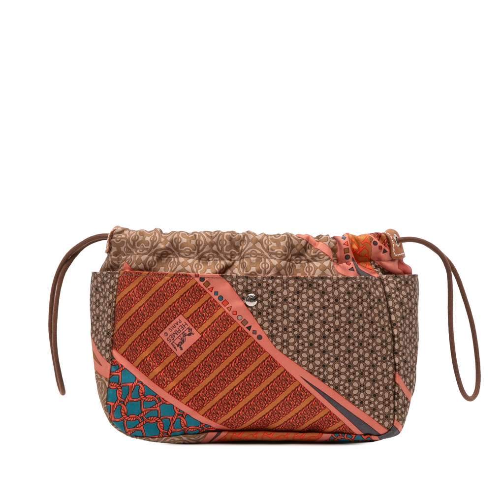 Hermès Silk Carre en Cravates Fourbi 20 Insert Pouch Brown Silk Very good condition - Front View