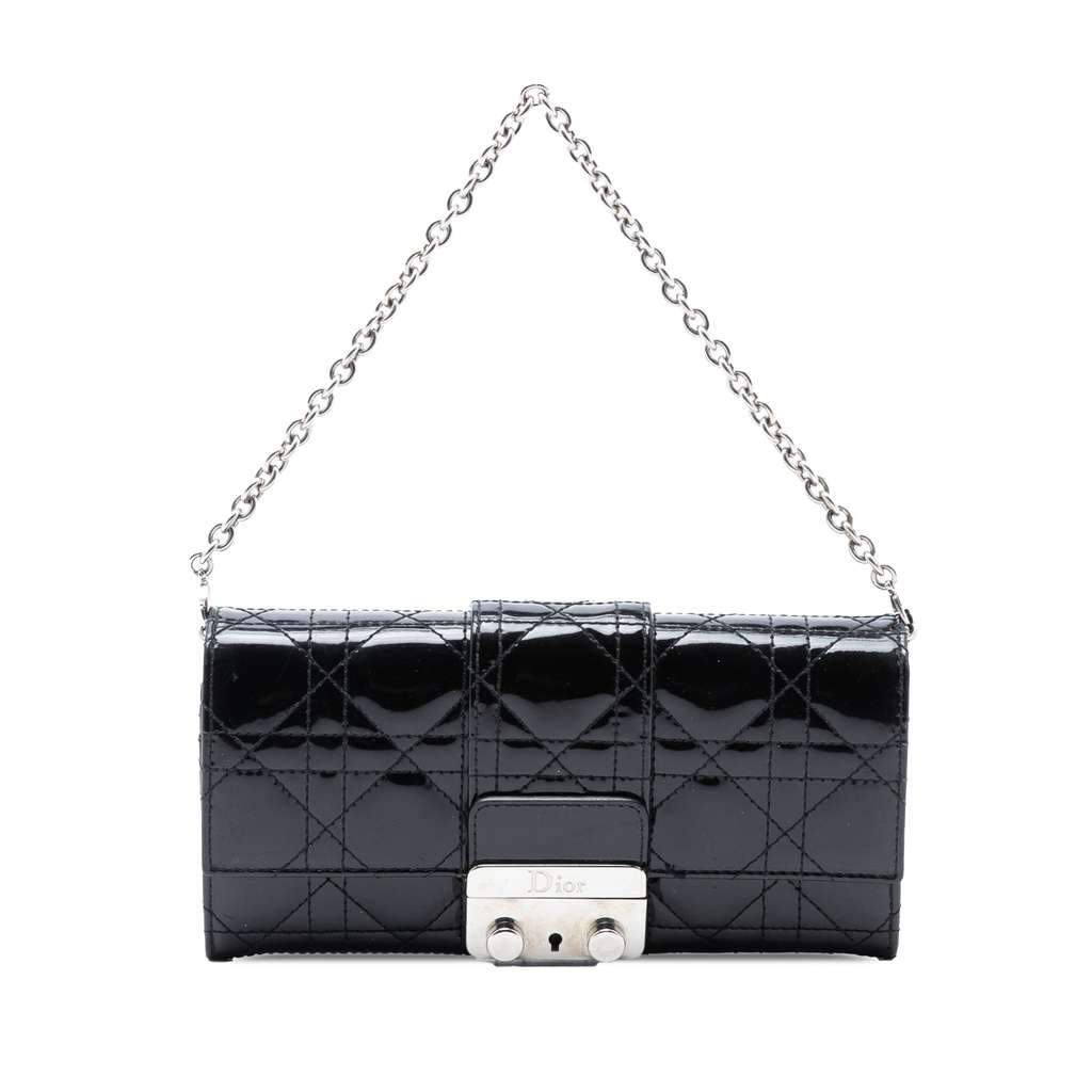 Dior Patent Cannage Miss Dior Promenade Crossbody Black Leather Good - Front View