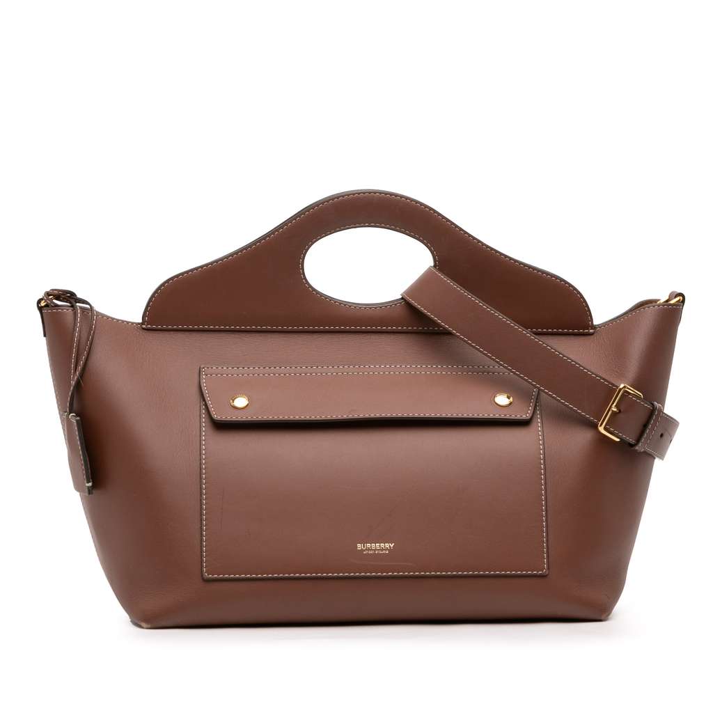 Burberry Medium Calfskin Soft Pocket Satchel Brown Leather Good condition - Front View