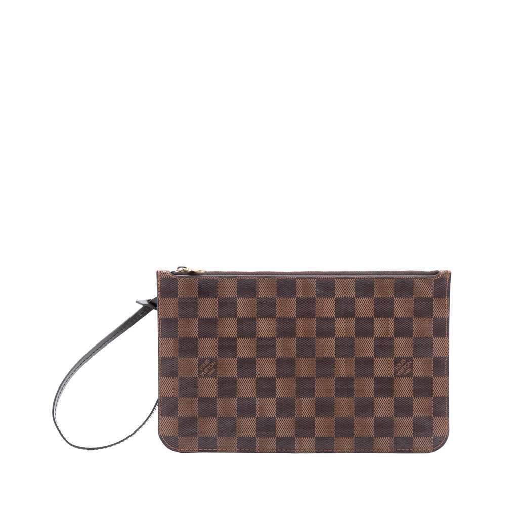 Louis Vuitton Damier Ebene Neverfull Pouch MM Brown Good - Front View