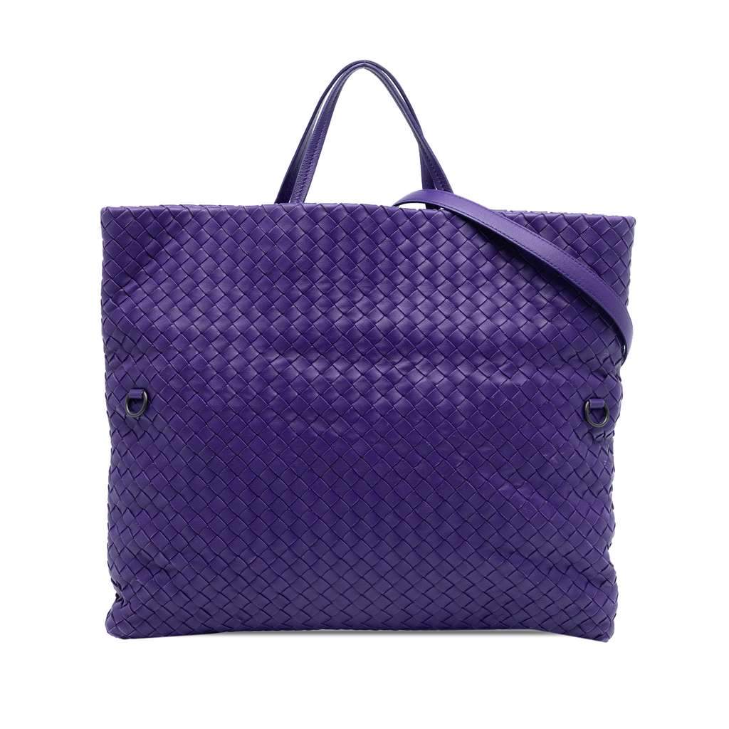 Bottega Veneta Nappa Intrecciato Convertible Tote Purple Leather Very good condition - Front View