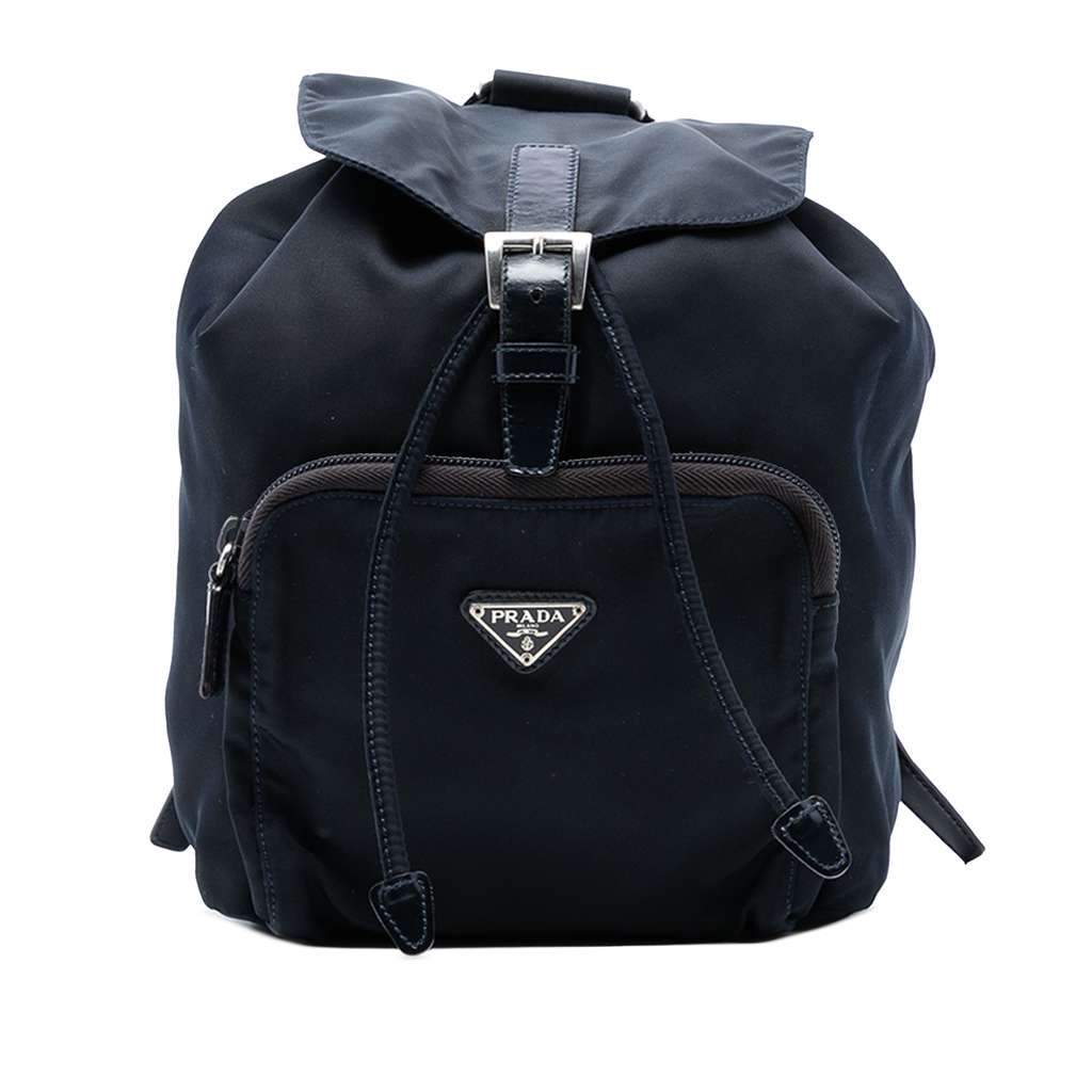 Prada Tessuto Backpack Blue Good - Front View