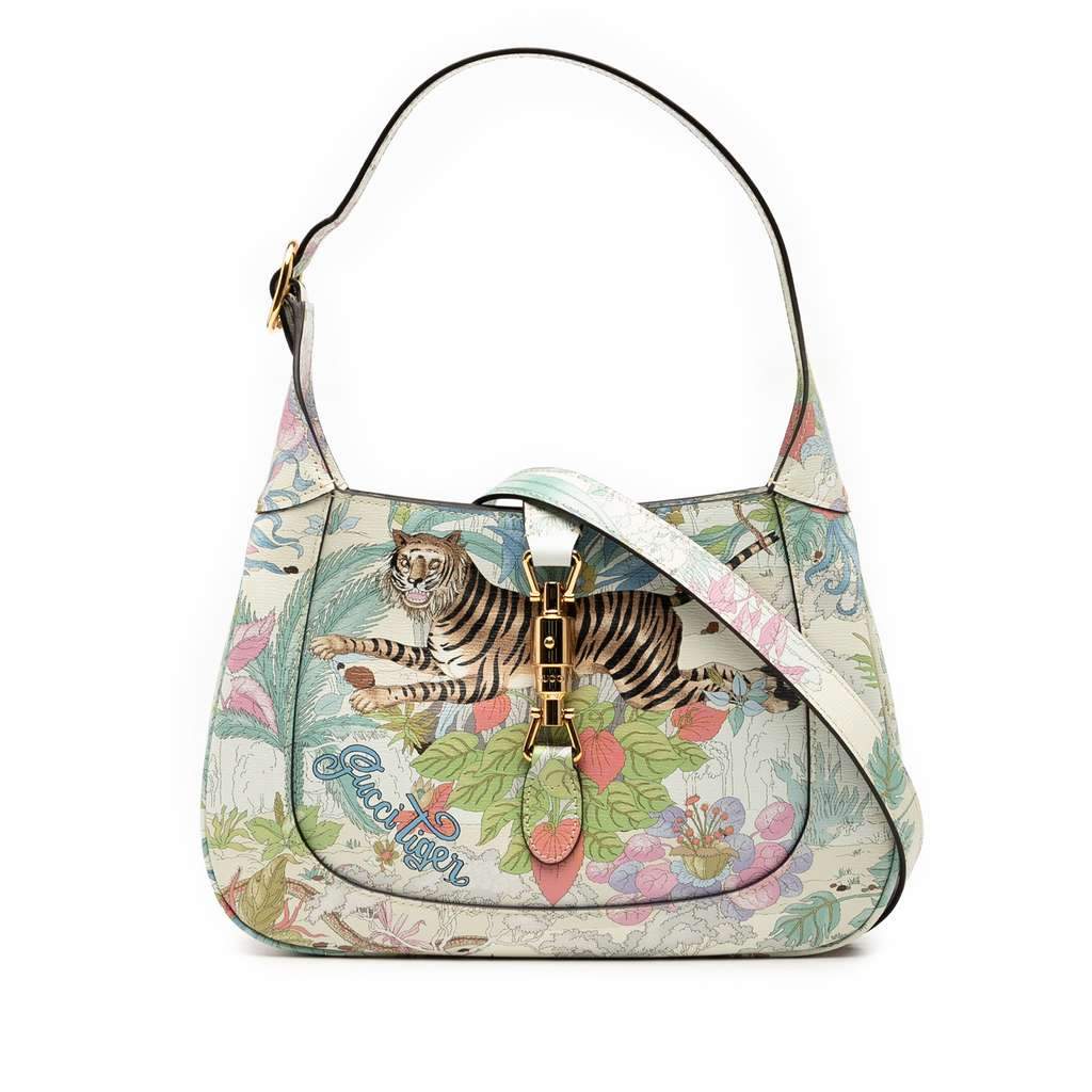 Gucci Small Calfskin Tiger Jackie 1961 Crossbody Blue Leather Very good condition - Front View