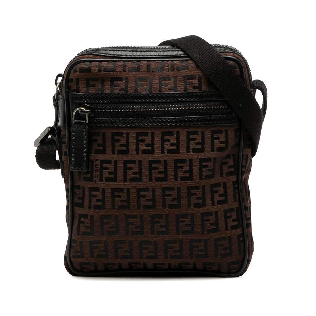 Fendi Zucchino Canvas Crossbody Brown Canvas Very good - Front View