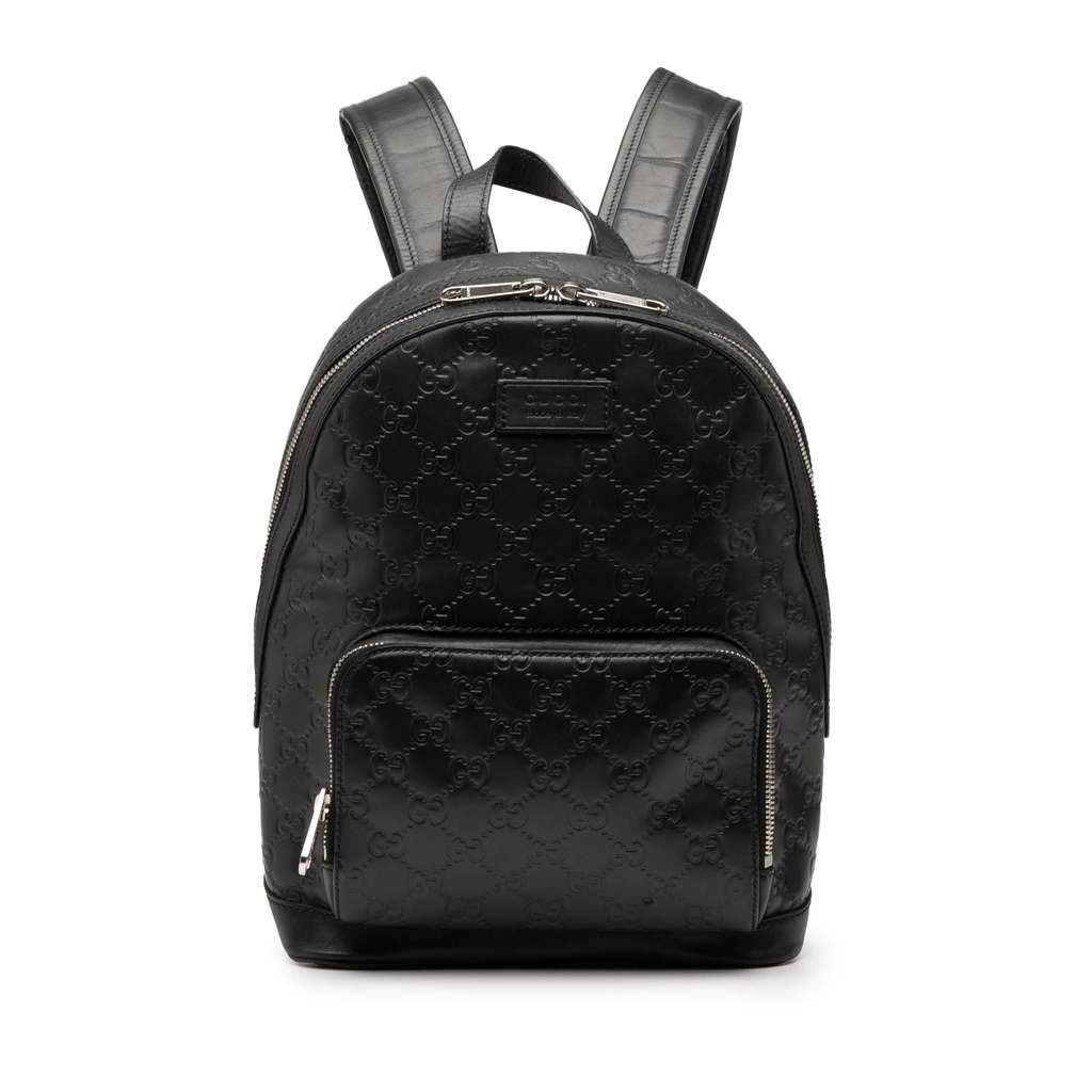 Gucci Guccissima Backpack Black Leather Very good condition - Front View