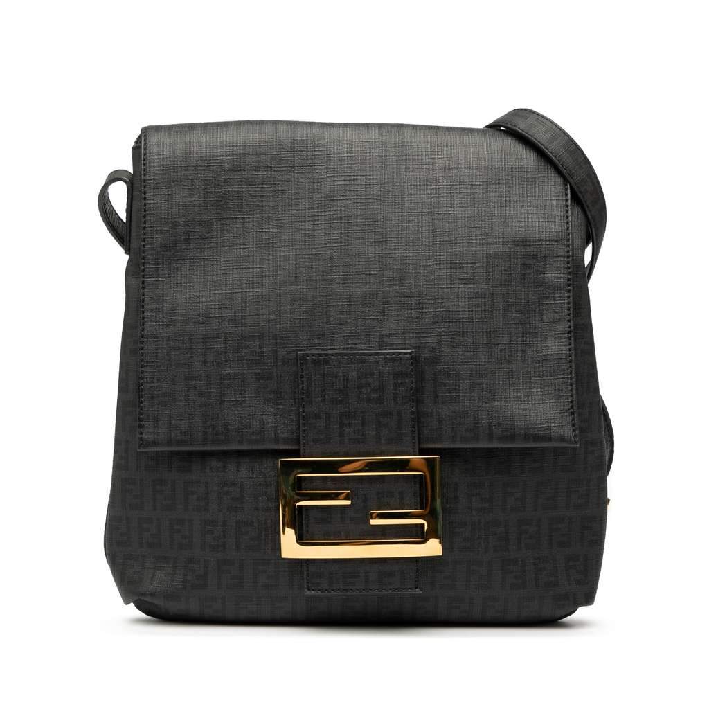 Fendi Zucchino Spalmati Crossbody Black Canvas Very good - Front View