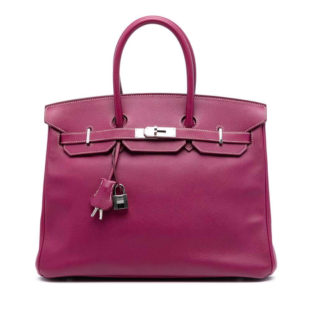 Hermès Epsom Candy Verso Birkin Retourne 35 Pink Leather Good condition - Front View