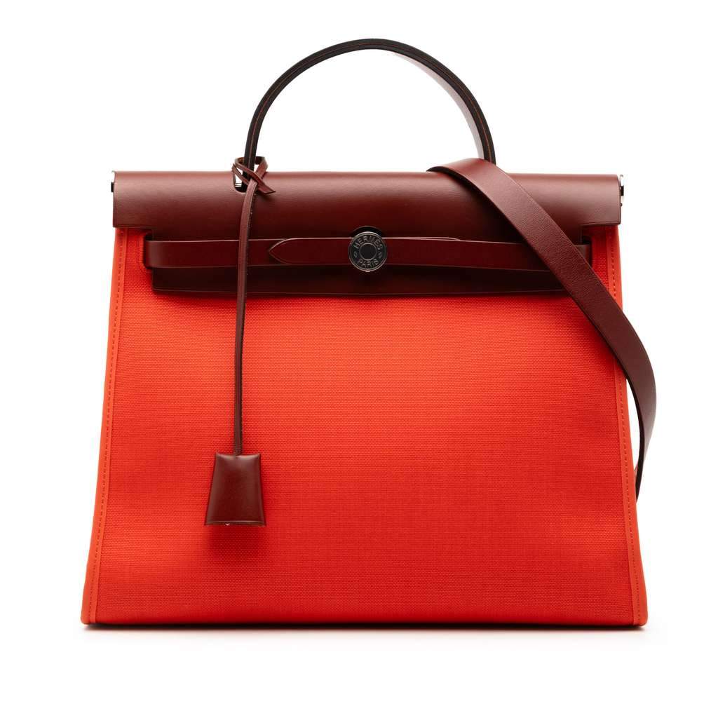 Hermès Toile Herbag Zip 31 Orange Canvas Good condition - Front View