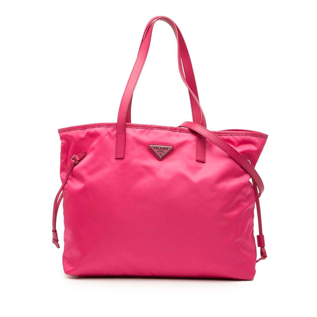 Prada Saffiano Trimmed Tessuto Open Convertible Tote Pink Very good - Front View