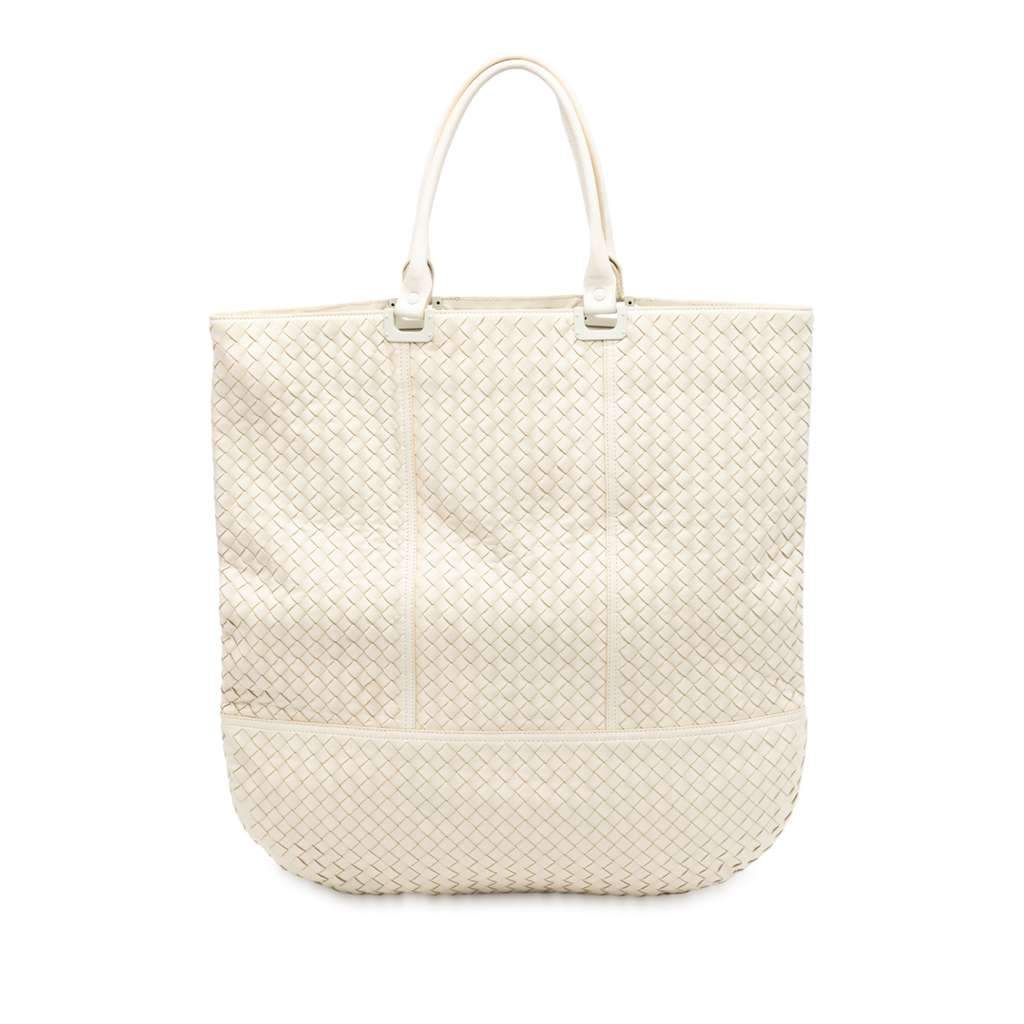 Bottega Veneta Nappa Intrecciato Tote White Leather Very good - Front View