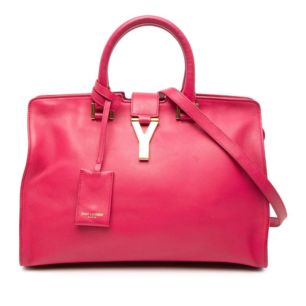 Saint Laurent Small Calfskin Cabas Chyc Satchel Pink Leather Very good - Front View