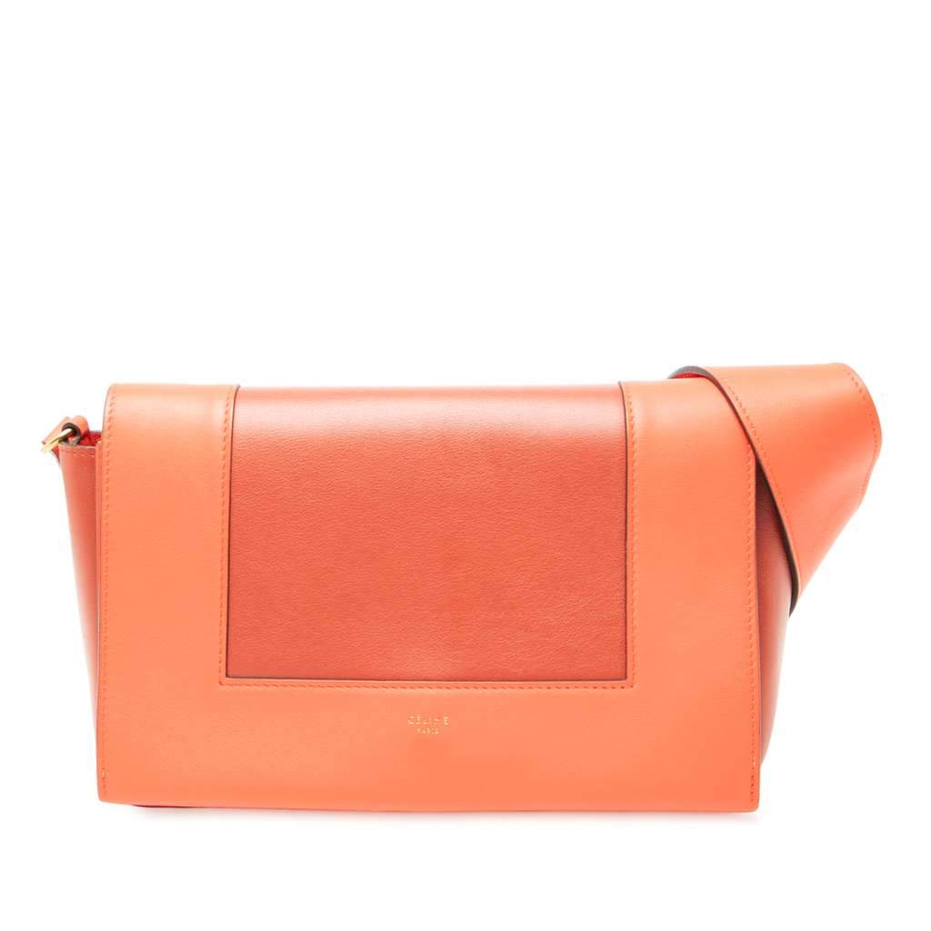 Celine Leather Frame Shoulder Bag Orange Leather Very good - Front View