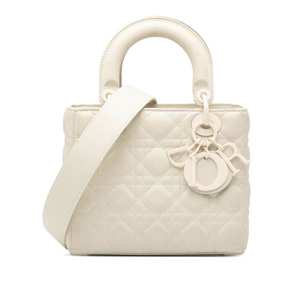 Dior Small Ultra Matte Calfskin Cannage My ABCDior Lady Dior White Leather Good - Front View