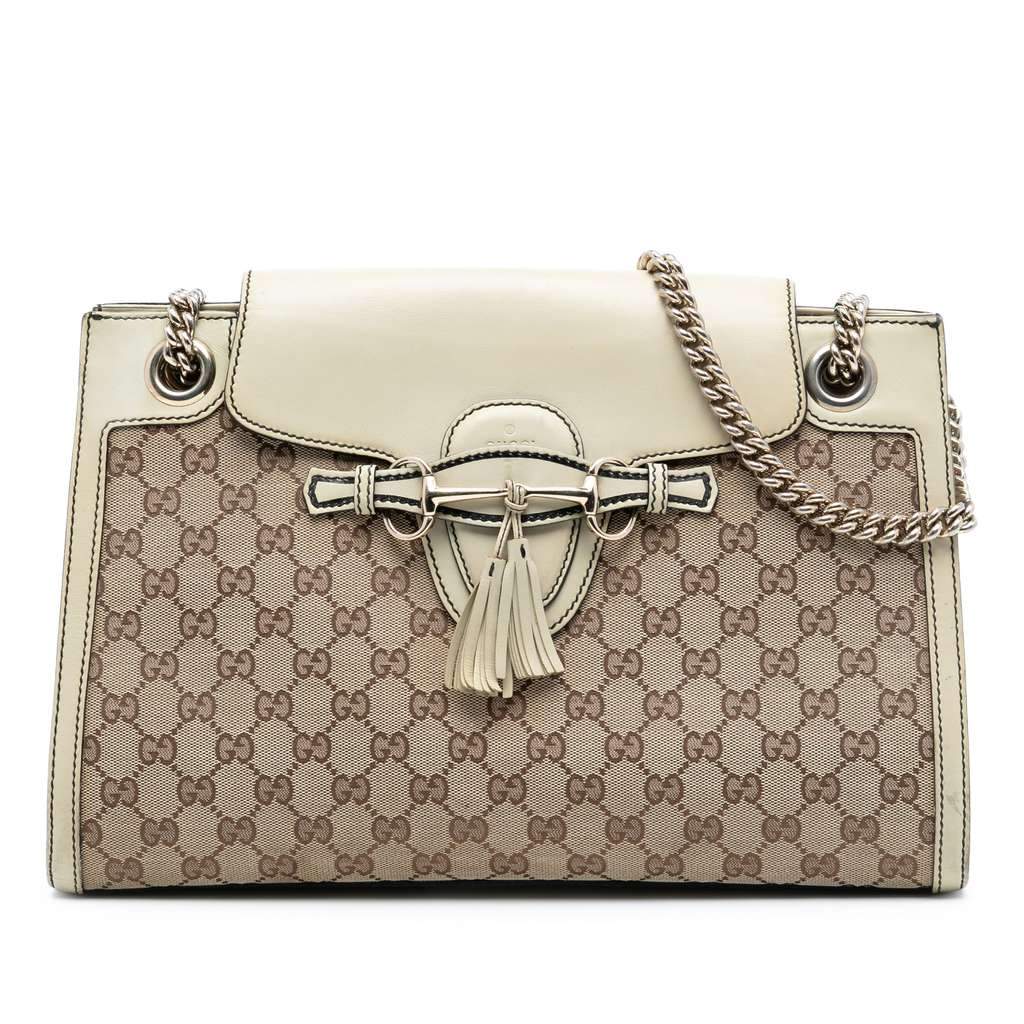 Gucci Large GG Canvas Emily Shoulder Bag Brown Canvas Very good - Front View
