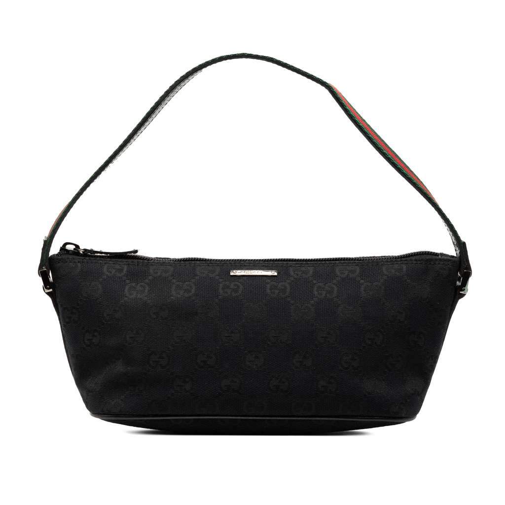 Gucci GG Canvas Web Boat Black Canvas Very good - Front View