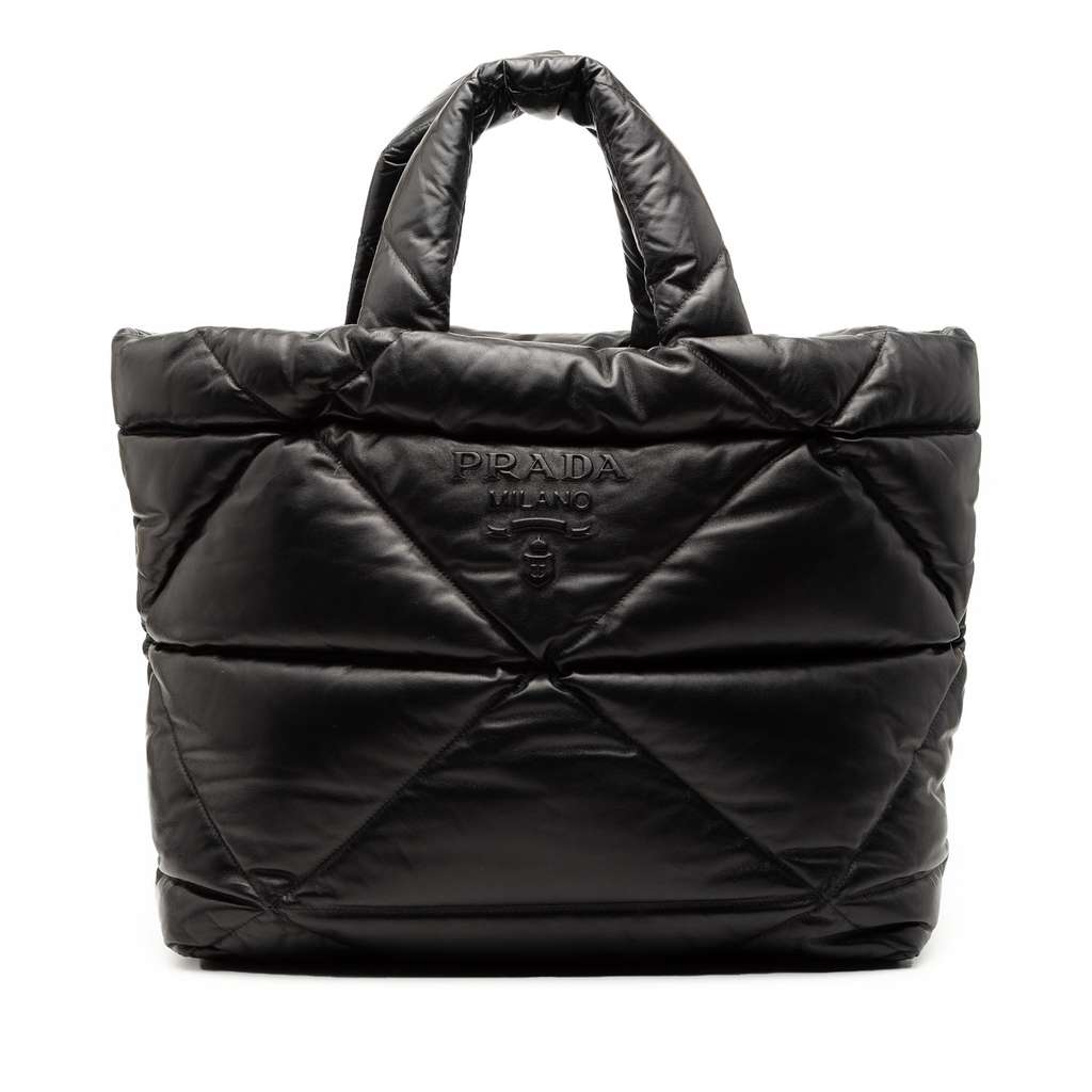 Prada Large Quilted Nappa Padded Tote Black Leather Very good condition - Front View