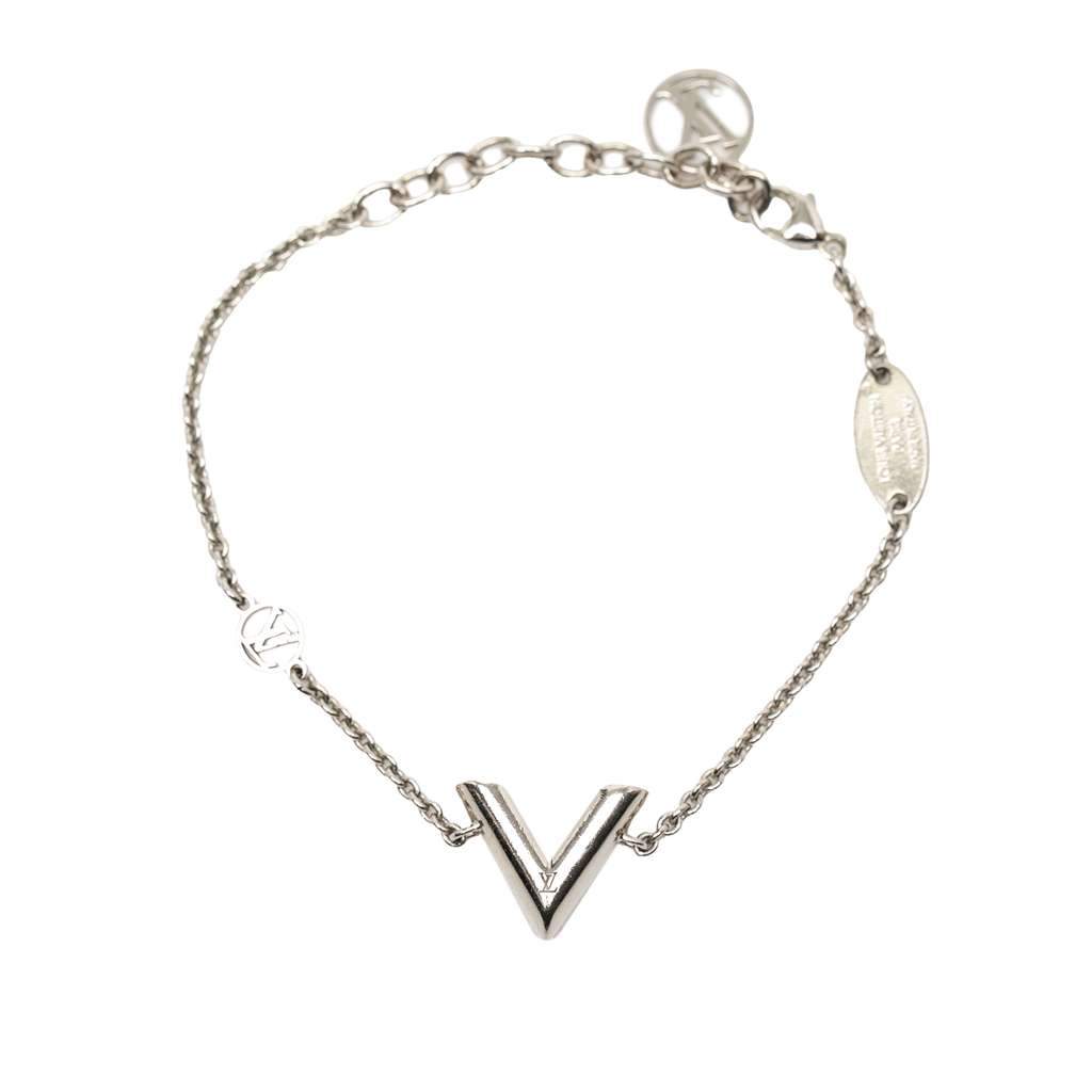 Louis Vuitton Silver Plated Essential V Supple Bracelet Silver Brass Very good condition - Front View