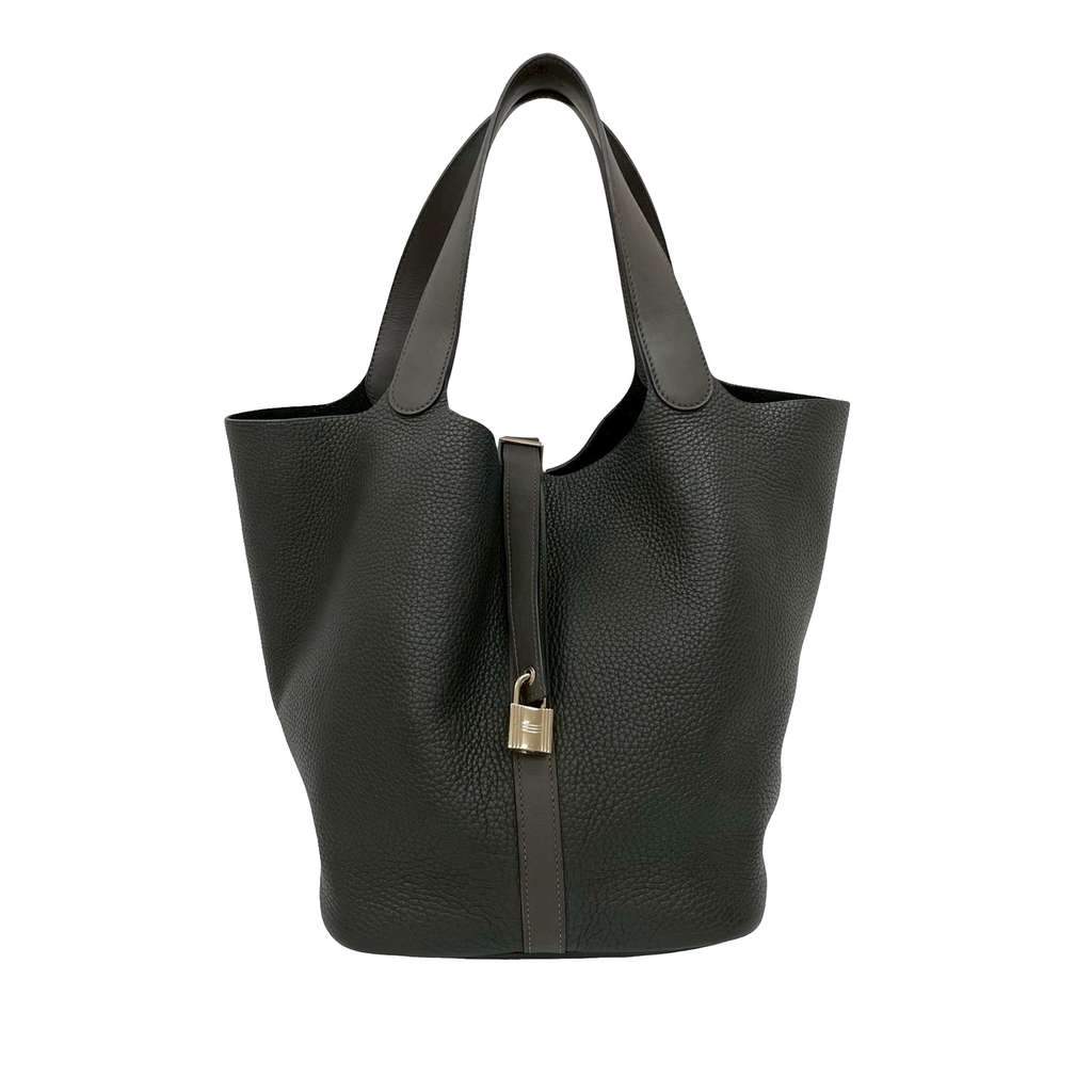 Hermès Clemence and Swift Picotin Lock 22 Touch Grey Leather Good condition - Front View