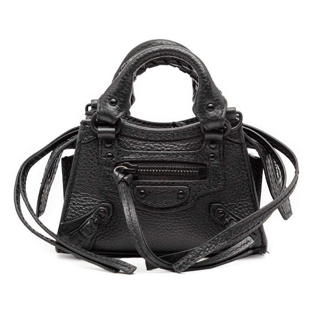 Balenciaga Super Nano Grained Calfskin Neo Classic City Satchel Black Leather Very good condition - Front View