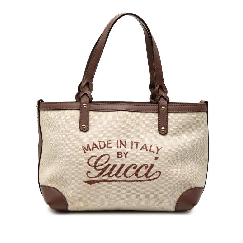 Gucci Small Canvas Logo Craft Tote Brown Canvas Very good - Front View