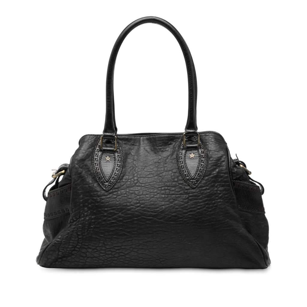 Fendi Leather Etniko Du Jour Handbag Black Leather Very good - Front View