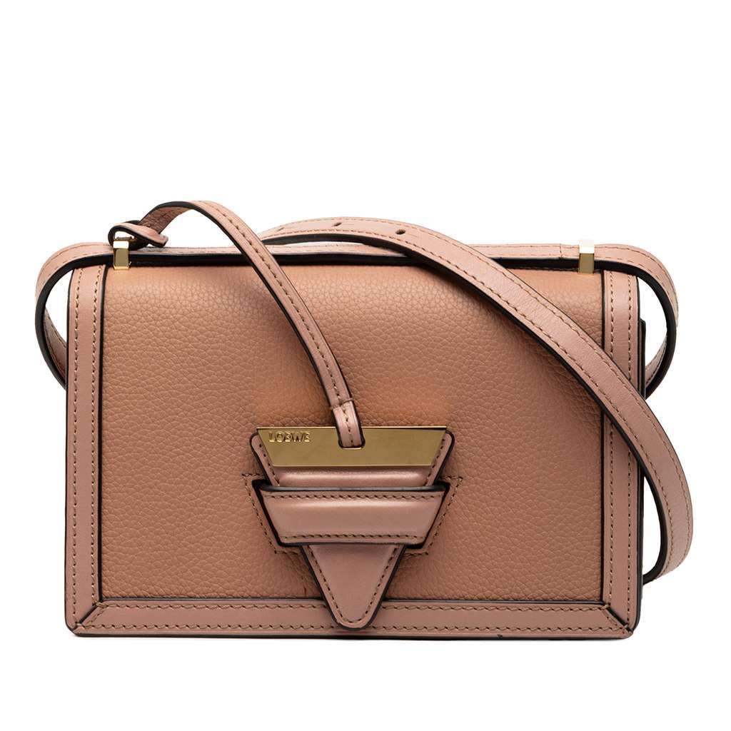 Loewe Mini Grained Calfskin Barcelona Crossbody Brown Leather Very good - Front View