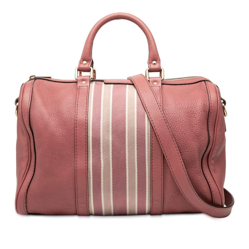 Gucci Medium Calfskin Web Joy Boston Bag Pink Leather Very good - Front View
