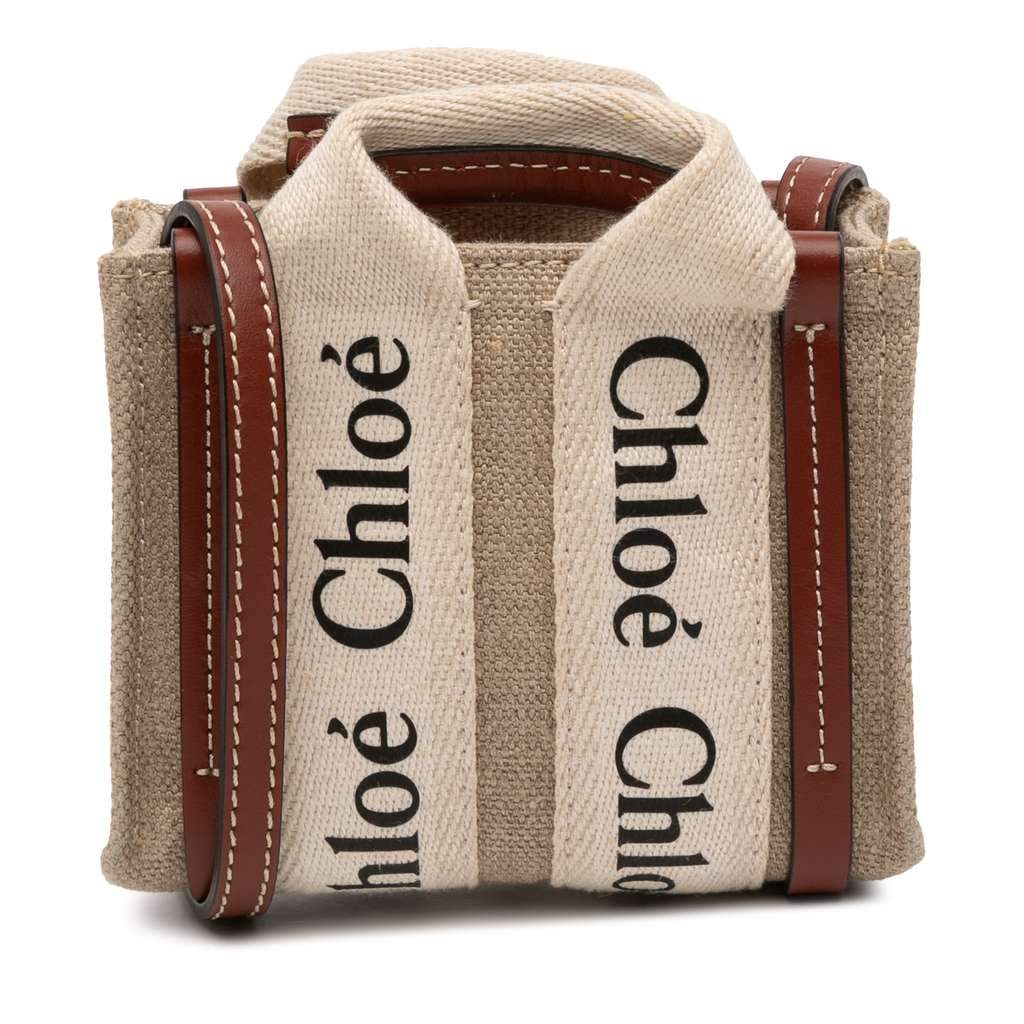 Chloé Nano Canvas Woody Satchel Brown Canvas Very good condition - Front View