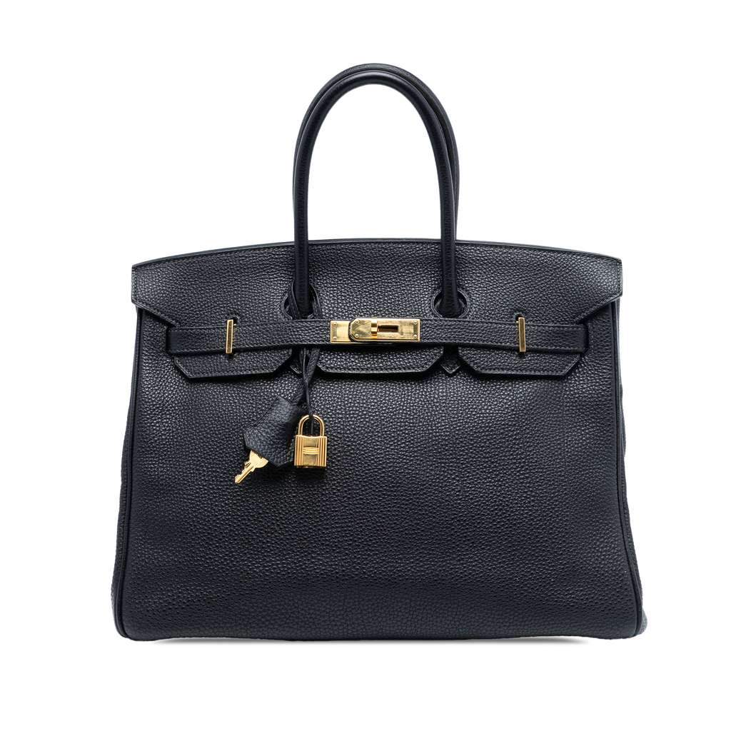 Hermès Togo Birkin Retourne 35 Blue Leather Good condition - Front View