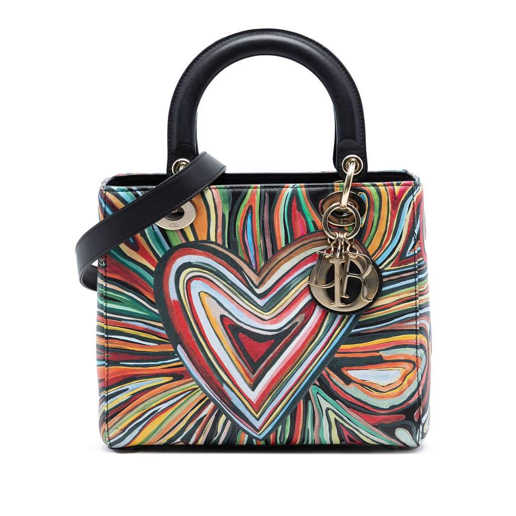 Dior Limited Edition DiorAmour Medium Calfskin Lady Dior Black Leather Very good - Front View