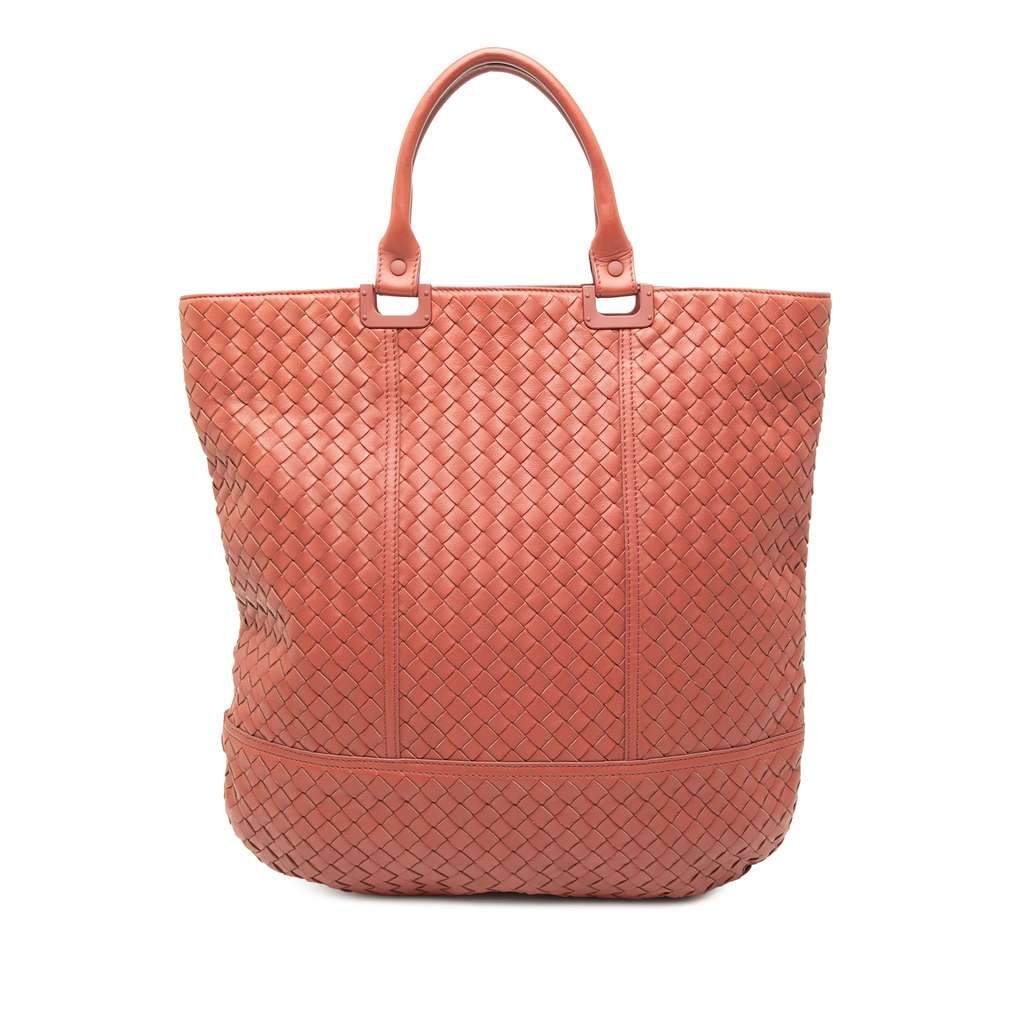 Bottega Veneta Nappa Intrecciato Tote Orange Leather Very good - Front View