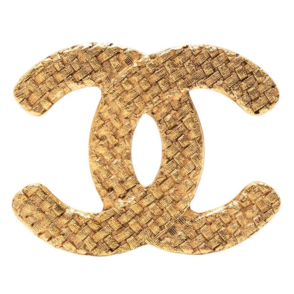 Chanel CC Gold Plated Woven Brooch Gold Metal Very good condition - Front View