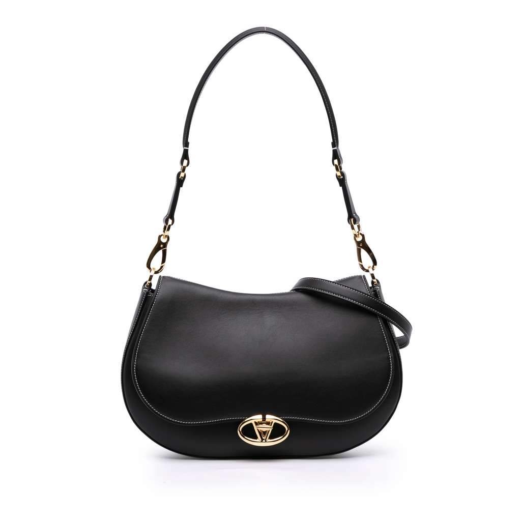 Valentino Medium Leather Ohval Flap Bag Black Leather Very good - Front View