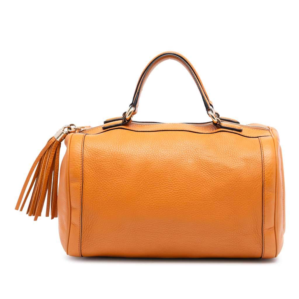 Gucci Medium Pebbled Calfskin Soho Boston Bag Orange Leather Very good - Front View