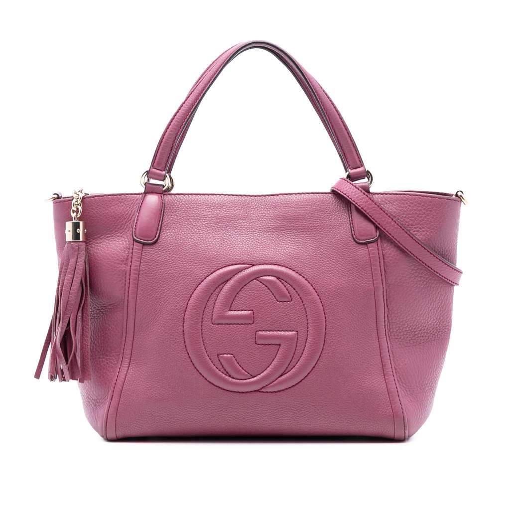 Gucci Small Pebbled Leather Soho Cellarius Satchel Purple Leather Very good - Front View