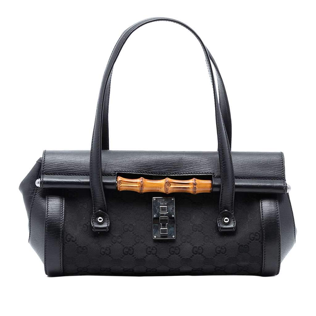 Gucci GG Canvas Bamboo Bullet Shoulder Bag Black Canvas Very good condition - Front View