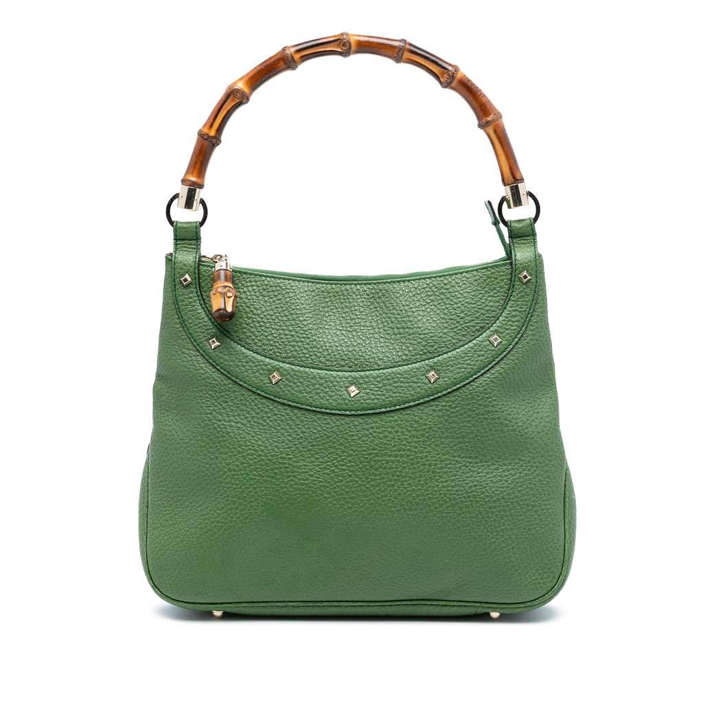 Gucci Leather Bamboo Anita Handbag Green Canvas Good condition - Front View