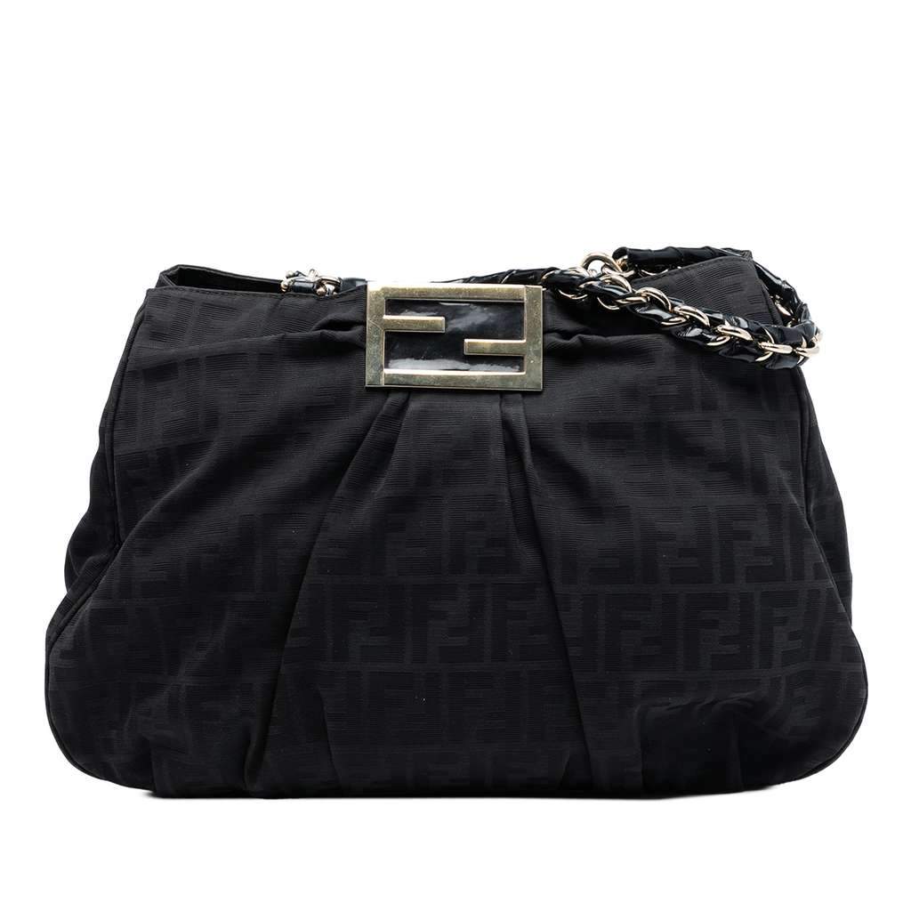 Fendi Large Zucca Canvas Mia Tote Black Canvas Very good - Front View