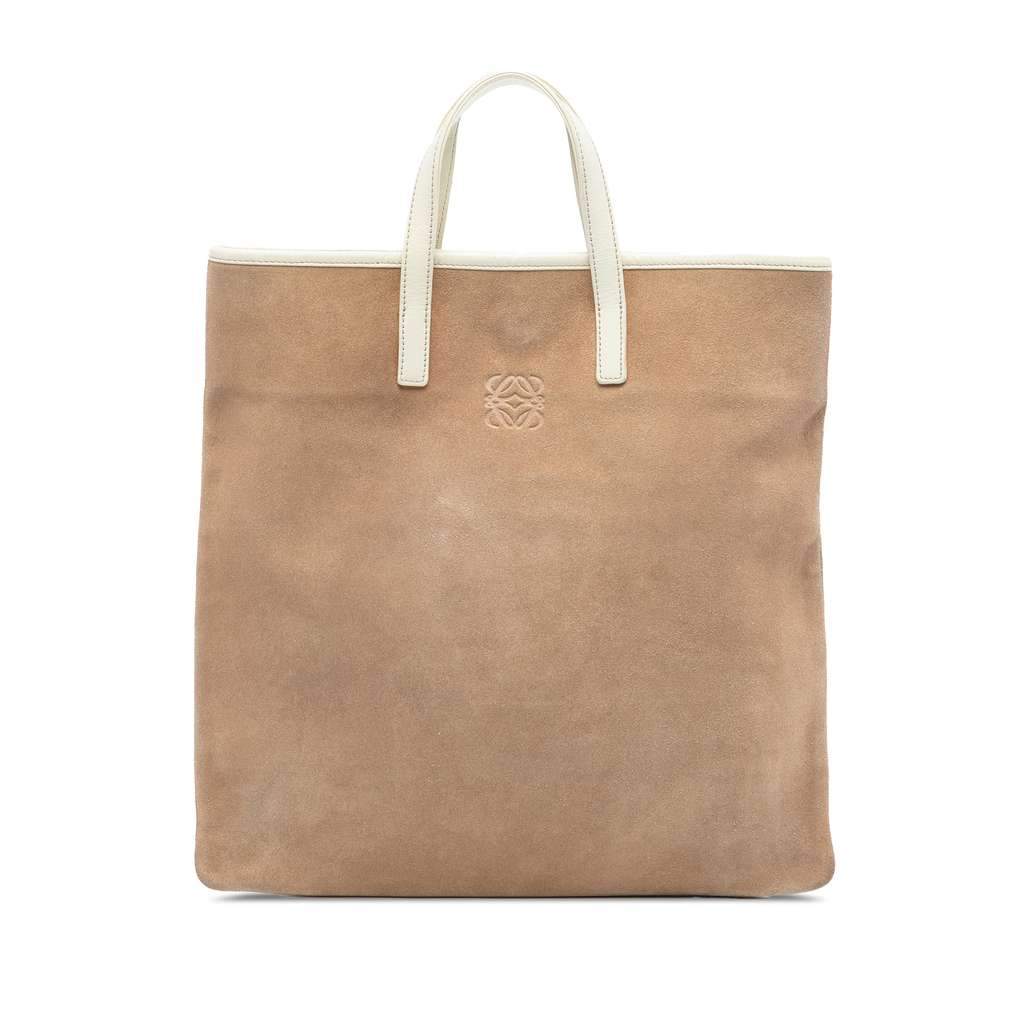 Loewe Anagram Suede Tote Brown Leather Very good - Front View