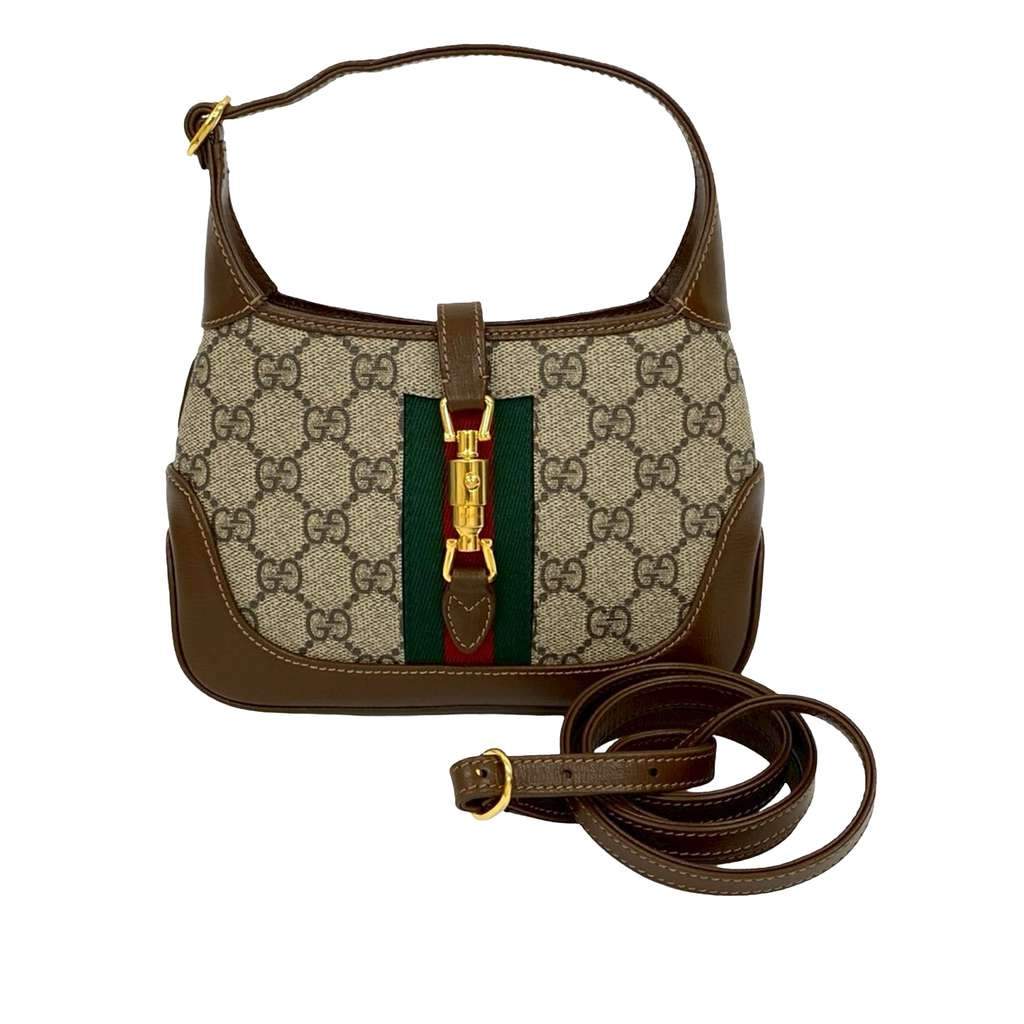 Gucci Mini GG Supreme Web Jackie 1961 Crossbody Brown Canvas Very good - Front View