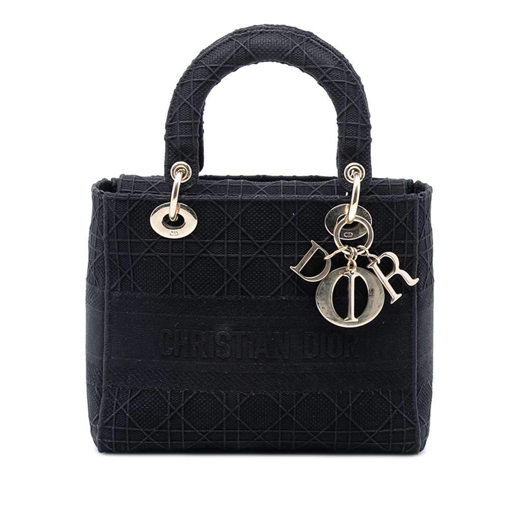 Dior Medium Canvas Cannage Lady D Lite Black Canvas Very good - Front View