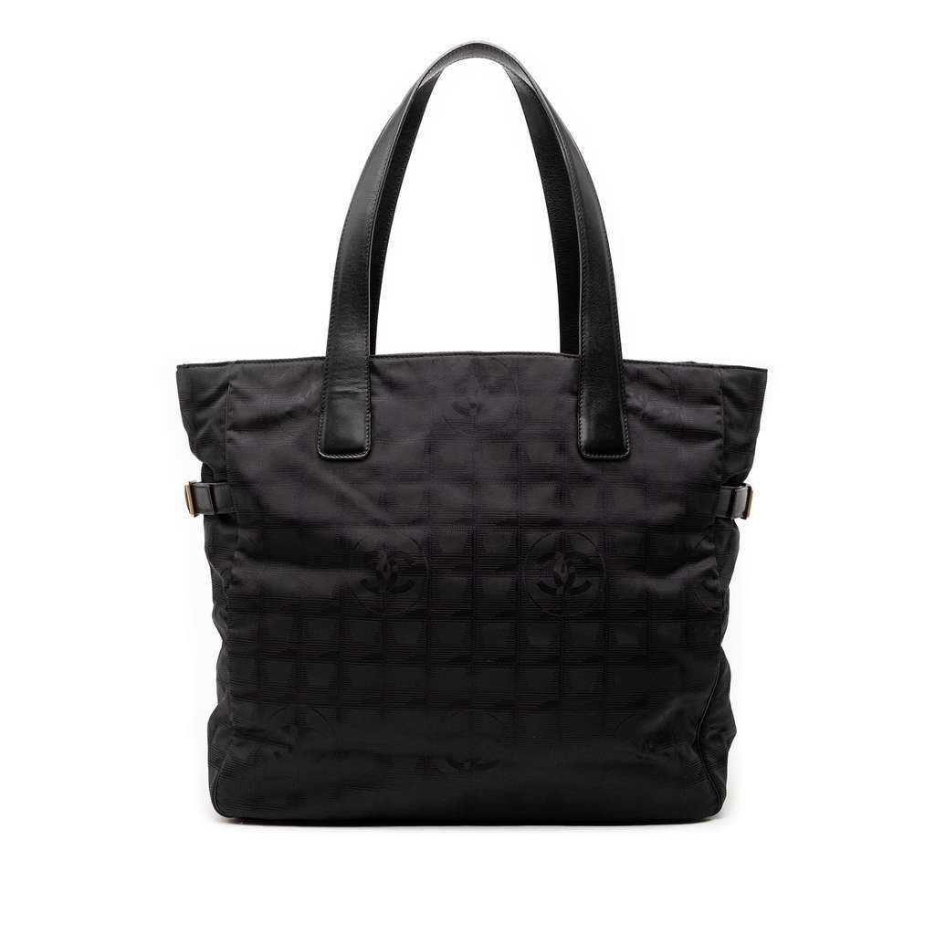 Chanel New Travel Line Nylon Tote Black Good - Front View