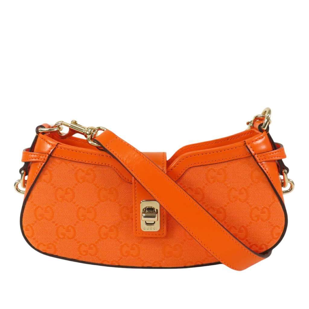 Gucci Mini GG Canvas Moon Side Shoulder Bag Orange Canvas Very good condition - Front View