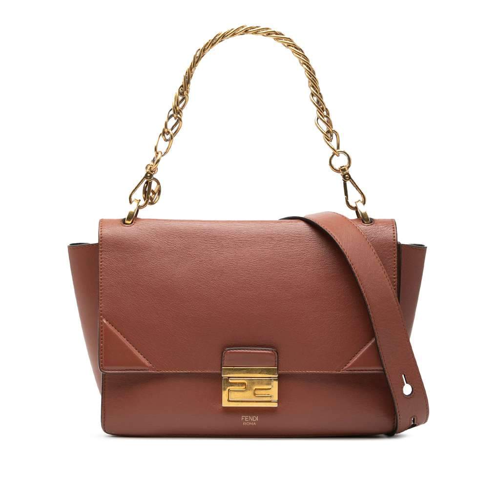 Fendi Calfskin Kan U Satchel Brown Leather Very good - Front View