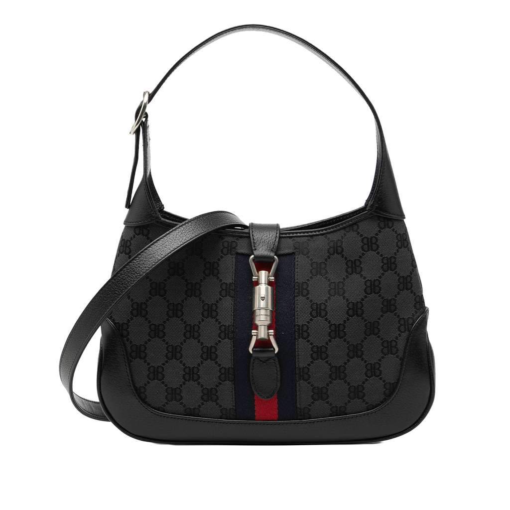 Balenciaga Gucci The Hacker Project Small BB Canvas Web Jackie 1961 Crossbody Black Canvas Good condition - Front View